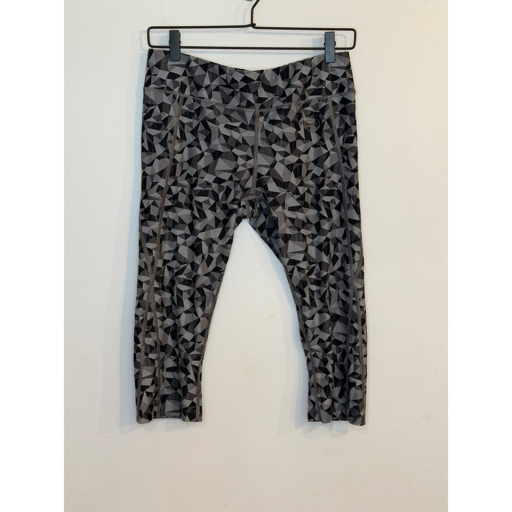 The North Face Womens Grey Geometric Print Capri Athletic Leggings Size Medium
